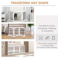 PawHut Freestanding Pet Gate, Folding Dog Gate with 2 Support Feet, 24" High, 3 Panels, for Small Dogs, Indoor Use - White(m-4)