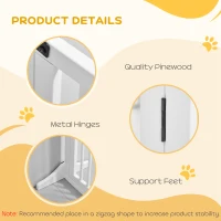PawHut Freestanding Length Adjustable Wooden Pet Gate with Lockable Door 3 Panels, White(m-8)