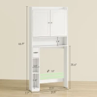 HOMCOM Modern Over the Toilet Storage Cabinet with 2 Doors, Above Commode Storage Cabinet with Toilet Paper Holder, White(m-3)