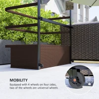 Outsunny PE Rattan Pool Float Storage Organizer with Wheels, Brown(m-4)