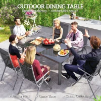 Outsunny 59" x 35" Aluminium Outdoor Dining Table for 6, with Glass Tabletop, Grey(m-4)