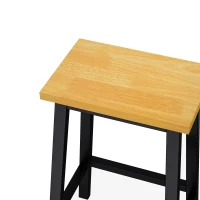 Set of 2 Solid Wood Bar Stools with Anti-Scratch Pads, Farmhouse Design, Kitchen Counter Stools with Footrests, 16" L x 11" W x 25.5" H, Black(m-5)