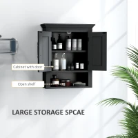 kleankin Bathroom Wall Cabinet, Medicine Cabinet, Toilet Storage Cabinet with Shelf for Living Room and Entryway, Black(m-4)