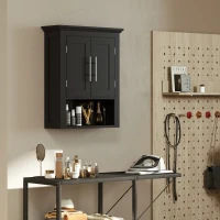 kleankin Bathroom Wall Cabinet, Medicine Cabinet, Toilet Storage Cabinet with Shelf for Living Room and Entryway, Black(m-9)