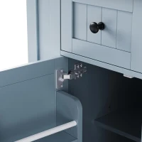 Kitchen Island with 2 Bar Stools, Power Outlet, Internal Racks, 5 Wheels, Drop Leaf, Adjustable Shelves, 53" L x 29.5" W x 36.5" H, Gray+Blue(m-12)
