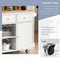 Kitchen Island with Power Outlet, Drop Leaf, Wine Rack, Adjustable Shelves, Utility Cart with Lockable Wheels, 40" L x 29.5" W x 34" H, White(m-6)