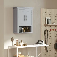 kleankin Bathroom Wall Cabinet, Medicine Cabinet, Toilet Storage Cabinet with Shelf for Living Room and Entryway, Grey(m-9)