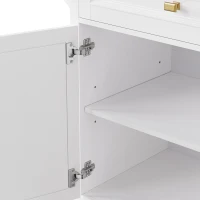 Kitchen Island with Spice Rack, Drop Leaf, Towel Rack, 2 Doors, 5 Drawers, Adjustable Shelf, Embossed Texture, 52" L x 29.5" W x 36" H, White(m-12)