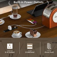 Farmhouse Kitchen Island with Drop Leaf, Power Outlet, Spice Rack and Drawer, Rolling Cart on Wheels, 53.5" L x 29" W x 36.5" H, White(m-7)