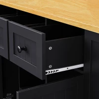 Mobile Rolling Kitchen Island with 2 Bar Stools, Power Outlet, Internal Storage Rack, Utility Island with Drop Leaf, Adjustable Shelves, Black(m-12)