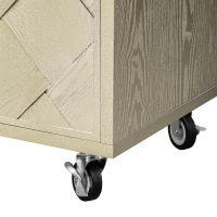 Kitchen Island Cart with Drop Leaf, Handwoven Ash Veneer Doors, Adjustable Shelves, and Lockable Wheels, 51" L x 29.5" W x 36" H, Champagne(m-12)