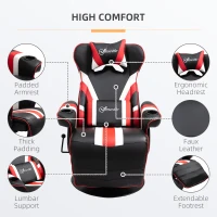 Vinsetto Gaming Chair, Racing Style Computer Recliner with Lumbar Support, Footrest and Cup Holder, Black/White/Red(m-5)