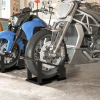 HOMCOM Motorcycle Wheel Chock, 1800 lbs Capacity Heavy Duty Steel Motorcycle Front Wheel Stand for 15"-21" Wheels, Black(m-9)