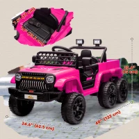 Qaba 12V 4WD/2WD Kids Electric Car w/ Remote Control, Spring Suspension, Back Trailer, Light, Music, Soft Start, Pink(m-3)