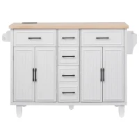 Kitchen Island with Drop Leaf and Power Outlet, Rolling Cart on Wheels, 4 Doors, Adjustable Shelves, Perfect for Kitchen and Dining Room, White(m-2)