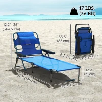Outsunny Folding Lounge Chair w/ Reclining Back, Dark Blue(m-3)