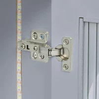 Extended LED Kitchen Island with Power Outlets, Adjustable Shelves, Central Island with Fluted Glass Doors, 56.5" L x 33" W x 38" H, Slate Blue(m-12)