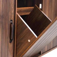 Kitchen Cart with Trash Can Storage, Drop Leaf, Spice and Towel Rack, Central Island with Rolling Wheels, 51" L x 31.5" W x 35" H, Walnut Brown(m-13)