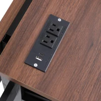 Farmhouse Kitchen Island Cart with Beaded Drape, Power Outlet, Drop Leaf, Adjustable Shelves, Perfect for Kitchen and Dining Room, Black(m-13)