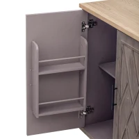 Kitchen Island with Drop Leaf, Rolling Cart on Wheels, Adjustable Shelves, Internal Storage Rack, Towel Rack, 51" L x 29.5" W x 36" H, Brown(m-13)