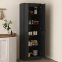 HOMCOM 69" Tall Pantry Cabinet with Adjustable Shelves, Modern Kitchen Pantry Cabinet with Soft Close Doors, Black(m-8)