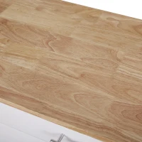 Rolling Kitchen Cart with Rubber Wood Top, Drawer with Dividers, Internal Storage Rack, Adjustable Shelves, 39" L x 26" W x 34" H, White(m-10)