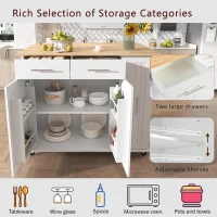 Kitchen Island Cart with 3-Tier Pull-Out Cabinet Organizer, Drop Leaf, Adjustable Shelves, Rolling Cart with Towel Rack, 46" L x 29.5" W x 37" H, White(m-4)