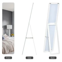 HOMCOM Full Length Mirror for Bedroom, Free Standing Dressing Mirror, Wall Mirror with Wood Frame, 15" x 61", White(m-4)