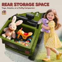 Qaba 12V 4WD/2WD Kids Electric Car w/ Remote Control, Spring Suspension, Back Trailer, Light, Music, Soft Start, Dark Green(m-5)