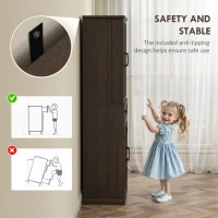 HOMCOM 71" LED Kitchen Pantry Cabinet, Farmhouse Storage Cabinet with Door Shelves, Distressed Brown(m-8)