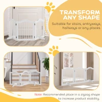PawHut 24"H Foldable Dog Gate, 3 Panels Freestanding Pet Gate Barriers Indoor with Support Feet, Puppy Fence for Small Dogs, White(m-9)
