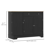 HOMCOM Modern Sideboard Cabinet, 41" Kitchen Buffet Cabinet with Drawer, Adjustable Shelf, 3 Doors for Dining Room, Black(m-3)