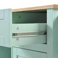 Kitchen Island Cart with 3 Drawers, 5 Wheels, Rubber Wood Drop-Leaf Countertop, Storage Cabinet, 53" L x 29.5" W x 37" H, Mint Green(m-10)