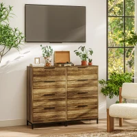 HOMCOM Dresser for Bedroom, 4 Drawer Dresser Tower, Chest of Drawers for Hallway, Entryway, Closet, Natural(m-7)