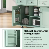 Kitchen Island Cart with 3 Drawers, 5 Wheels, Rubber Wood Drop-Leaf Countertop, Storage Cabinet, 53" L x 29.5" W x 37" H, Mint Green(m-4)