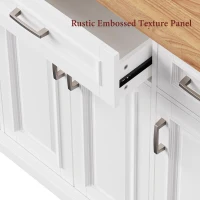 Kitchen Island Cart with Drop Leaf, 3 Drawers, Spice Rack, Rolling Kitchen Cart with Adjustable Shelves, 54" L x 29.5" W x 36" H, White(m-10)