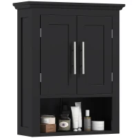 kleankin Bathroom Wall Cabinet, Medicine Cabinet, Toilet Storage Cabinet with Shelf for Living Room and Entryway, Black(m-11)