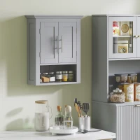 kleankin Bathroom Wall Cabinet, Medicine Cabinet, Toilet Storage Cabinet with Shelf for Living Room and Entryway, Grey(m-7)