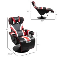 Vinsetto Gaming Chair, Racing Style Computer Recliner with Lumbar Support, Footrest and Cup Holder, Black/White/Red(m-3)