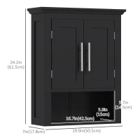 kleankin Bathroom Wall Cabinet, Medicine Cabinet, Toilet Storage Cabinet with Shelf for Living Room and Entryway, Black(m-3)