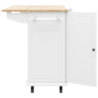 Kitchen Island with 3-Tier Pull-Out Cabinet Organizer, Drop Leaf, Internal Storage Rack, Rolling Cart on Wheels, 54" L x 29" W x 37" H, White(m-14)