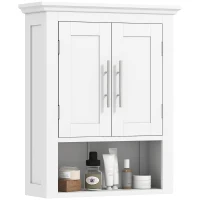 kleankin Bathroom Wall Cabinet, Medicine Cabinet, Toilet Storage Cabinet with Shelf for Living Room and Entryway, White(m-2)