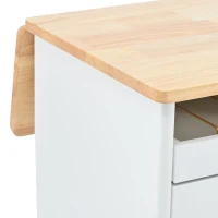 Kitchen Cart with Drop Leaf, LED Light, Sliding Glass Doors, Adjustable Shelf, Central Island with Rolling Wheels, 44" L x 27" W x 37" H, White(m-11)