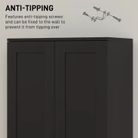 HOMCOM 69" Tall Pantry Cabinet with Adjustable Shelves, Modern Kitchen Pantry Cabinet with Soft Close Doors, Black(m-7)