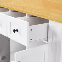 Kitchen Island with Internal Racks, Drop Leaf, Power Outlet, Rolling Cart on 5 Wheels with Adjustable Shelves, 50" L x 29.5" W x 36.5" H, White(m-13)