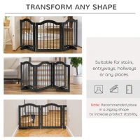PawHut 24"H Foldable Dog Gate, 3 Panels Freestanding Pet Gate Barriers Indoor with Support Feet, Puppy Fence for Small Dogs, Black(m-9)