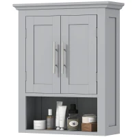 kleankin Bathroom Wall Cabinet, Medicine Cabinet, Toilet Storage Cabinet with Shelf for Living Room and Entryway, Grey(m-11)