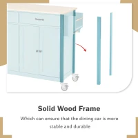 Kitchen Cart with 4-Door Cabinet, 2 Locking Wheels, Shelves and Racks, Cooking Island with Wood Top, 54.5" L x 18.5" W x 36" H, Mint Green(m-7)