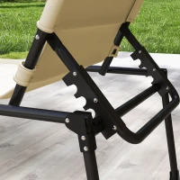 Outsunny Outdoor Lounge Chair, 4 Position Adjustable Backrest, Folding, Cushioned w/ Sun Shade Roof & Pillow, Cream White(m-9)