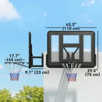 Soozier Wall Mounted Basketball Hoop, Basketball Goal Combo Kit with 43" Reinforced Shatter Resistant Backboard and All Weather Net for Indoor or Outdoor Use(m-3)